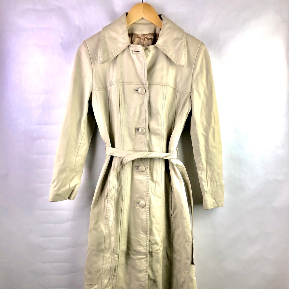 Vintage Surrey Classics of Canada Cream Leather Trench Coat